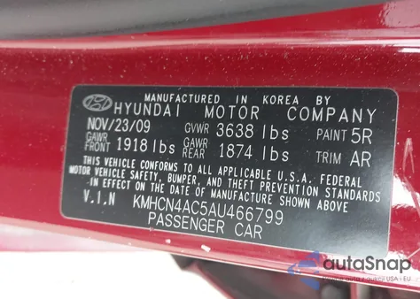 2010 Hyundai Accent Gls from USA, damaged, VIN KMHCN4AC5AU466799